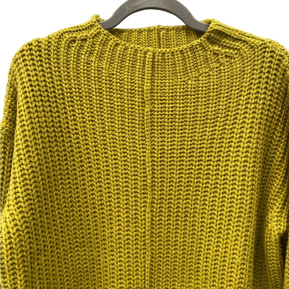Listicle Ribbed Knit Chunky Green Mock Turtleneck 3/4 Sleeve Sweater - Picture 3 of 10